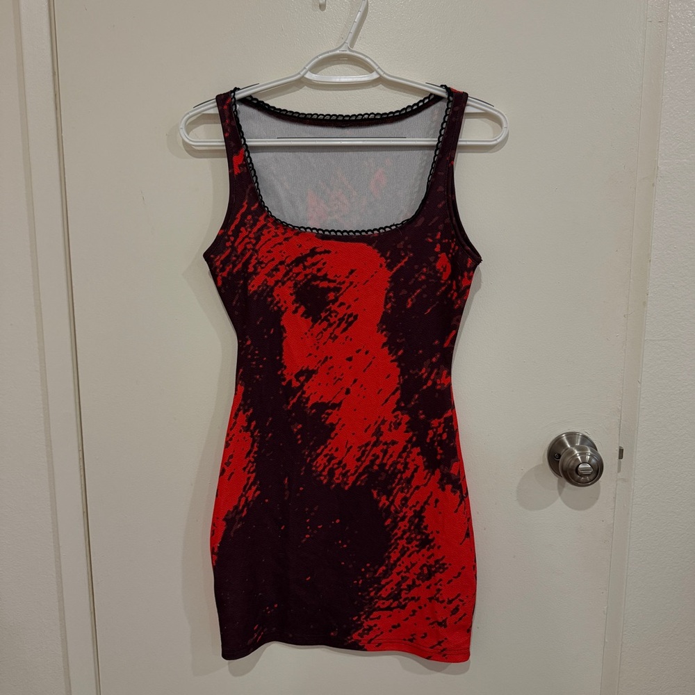 Red and Black Sleeveless Dress
